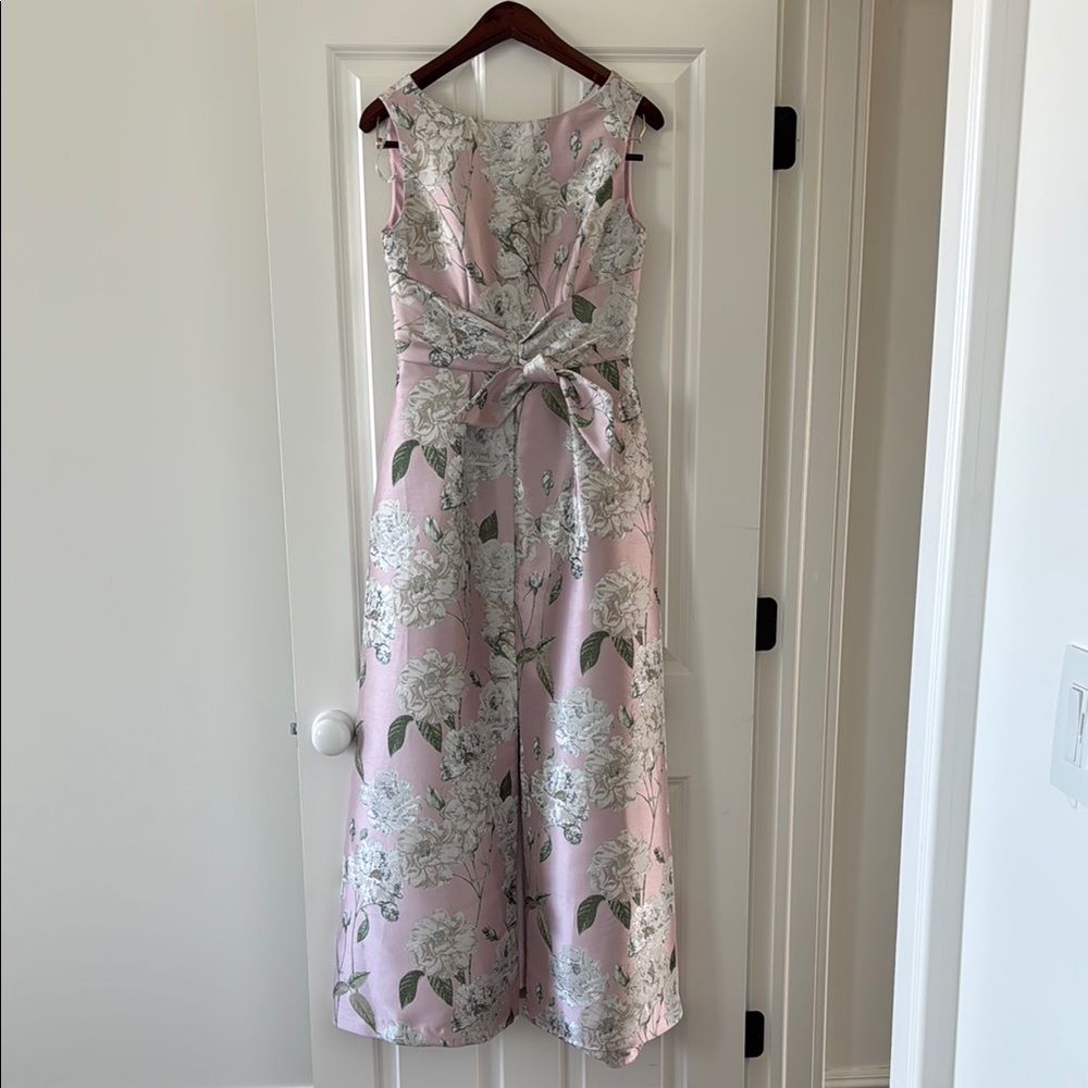 Floral Pink and Silver Sleeveless Dress